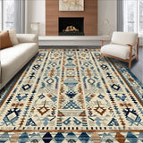 Ultra Soft Area Rug, Non Slip, Stain Resistant, Washable Area Rugs for Living Room, Bedroom, Contemporary Minimalist Linear Art(Blue)