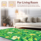 Ultra Soft Area Rug, Non Slip, Stain Resistant, Washable Area Rugs for Living Room, Bedroom, Chic Minimalist Green Bloom Style(Green)