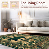 Ultra Soft Area Rug, Non Slip, Stain Resistant, Washable Area Rugs for Living Room, Bedroom, Rustic Nature-Inspired Patchwork Aesthetic(Green)
