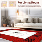 Ultra Soft Area Rug, Non Slip, Stain Resistant, Washable Area Rugs for Living Room, Bedroom, Contemporary Geometric Web Pattern(Red)
