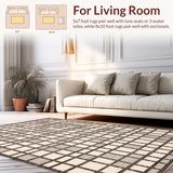 Ultra Soft Area Rug, Non Slip, Stain Resistant, Washable Area Rugs for Living Room, Bedroom, Chic Contemporary Geometric Motif(Beige)