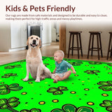 Ultra Soft Area Rug, Non Slip, Stain Resistant, Washable Area Rugs for Living Room, Bedroom, Rustic Low-Profile Clover Design(Green)