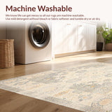 Ultra Soft Area Rug, Non Slip, Stain Resistant, Washable Area Rugs for Living Room, Bedroom, Boho Inspired Beige Area With Abstract Medallion Motif For Deck Patio(Beige)