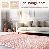Ultra Soft Area Rug, Non Slip, Stain Resistant, Washable Area Rugs for Living Room, Bedroom, Soft Pastel Animal Print Elegance(Pink)