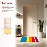 Ultra Soft Area Rug, Non Slip, Stain Resistant, Washable Area Rugs for Living Room, Bedroom, Vibrant Rainbow Stripe Plush Nursery Rug(Red)