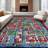 Ultra Soft Area Rug, Non Slip, Stain Resistant, Washable Area Rugs for Living Room, Bedroom, Colorful Cityscape Educational Rug(Red)