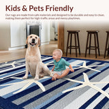 Ultra Soft Area Rug, Non Slip, Stain Resistant, Washable Area Rugs for Living Room, Bedroom, Vibrant Nautical Inspired Decor(Blue)
