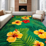 Ultra Soft Area Rug, Non Slip, Stain Resistant, Washable Area Rugs for Living Room, Bedroom, Lively Tiled Tropical Composition(Green)