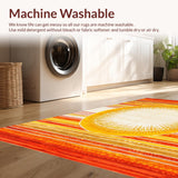 Ultra Soft Area Rug, Non Slip, Stain Resistant, Washable Area Rugs for Living Room, Bedroom, Bold Colorful Sunray Style(Orange)
