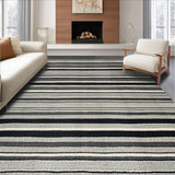 Ultra Soft Area Rug, Non Slip, Stain Resistant, Washable Area Rugs for Living Room, Bedroom, Chic Rhythm Stripe Rug with Dynamic Monochrome Bands and Artistic Linear Pattern(Black)