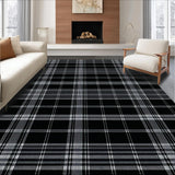 Ultra Soft Area Rug, Non Slip, Stain Resistant, Washable Area Rugs for Living Room, Bedroom, Chic Layered Striped Design(Gray)