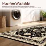 Ultra Soft Area Rug, Non Slip, Stain Resistant, Washable Area Rugs for Living Room, Bedroom, Chic Black Beige Floral Harmony(Black)