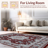 Ultra Soft Area Rug, Non Slip, Stain Resistant, Washable Area Rugs for Living Room, Bedroom, Boho Staircase Step Treads Covers Pack Stair Runner(Red)