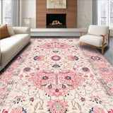 Ultra Soft Area Rug, Non Slip, Stain Resistant, Washable Area Rugs for Living Room, Bedroom, Serene Modern Soft Pink Embellishments(Pink)
