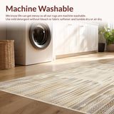 Ultra Soft Area Rug, Non Slip, Stain Resistant, Washable Area Rugs for Living Room, Bedroom, Waffle Textured Beige Boho(Beige)