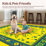 Ultra Soft Area Rug, Non Slip, Stain Resistant, Washable Area Rugs for Living Room, Bedroom, Charming Retro Sunbeam Artwork(Yellow)