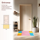 Ultra Soft Area Rug, Non Slip, Stain Resistant, Washable Area Rugs for Living Room, Bedroom, Playful Colorful Hopscotch Design(Pink)