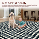 Ultra Soft Area Rug, Non Slip, Stain Resistant, Washable Area Rugs for Living Room, Bedroom, Elegant Low-Contrast Geometric Motif(Black)