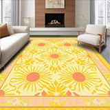 Ultra Soft Area Rug, Non Slip, Stain Resistant, Washable Area Rugs for Living Room, Bedroom, Charming Modern Abstract Whirl(Yellow)