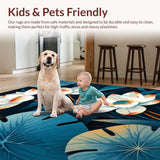 Ultra Soft Area Rug, Non Slip, Stain Resistant, Washable Area Rugs for Living Room, Bedroom, Eye-Catching Botanical Artistry(White)