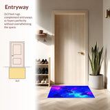 Ultra Soft Area Rug, Non Slip, Stain Resistant, Washable Area Rugs for Living Room, Bedroom, Transcendent Nebula Inspired Design(Blue)