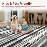 Ultra Soft Area Rug, Non Slip, Stain Resistant, Washable Area Rugs for Living Room, Bedroom, Contemporary Black and White Striped Outdoor Area Rug(Gray)