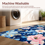 Ultra Soft Area Rug, Non Slip, Stain Resistant, Washable Area Rugs for Living Room, Bedroom, Elegant Blue Trellis Arrangement(Blue)
