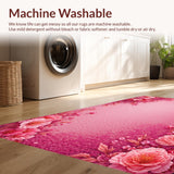 Ultra Soft Area Rug, Non Slip, Stain Resistant, Washable Area Rugs for Living Room, Bedroom, Pastel Floral Living Room Absorbent Area Rug(Pink)