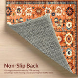 Ultra Soft Area Rug, Non Slip, Stain Resistant, Washable Area Rugs for Living Room, Bedroom, Earthy Southwestern Tile Design(Orange)