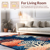 Ultra Soft Area Rug, Non Slip, Stain Resistant, Washable Area Rugs for Living Room, Bedroom, Whimsical White Trellis Aesthetic(Blue)