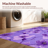Ultra Soft Area Rug, Non Slip, Stain Resistant, Washable Area Rugs for Living Room, Bedroom, Vibrant Three-Dimensional Blossom(Purple)