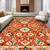 Ultra Soft Area Rug, Non Slip, Stain Resistant, Washable Area Rugs for Living Room, Bedroom, Striking Colorful Ogee Patterns(Orange)