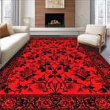 Ultra Soft Area Rug, Non Slip, Stain Resistant, Washable Area Rugs for Living Room, Bedroom, Artful Distressed Floral Composition(Red)