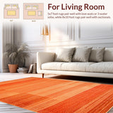 Ultra Soft Area Rug, Non Slip, Stain Resistant, Washable Area Rugs for Living Room, Bedroom, Rustic Short Pile Elegance(Orange)