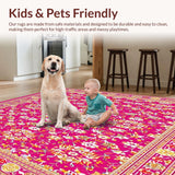 Ultra Soft Area Rug, Non Slip, Stain Resistant, Washable Area Rugs for Living Room, Bedroom, Non Slip Modern Abstract Area(Pink)
