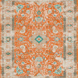 Ultra Soft Area Rug, Non Slip, Stain Resistant, Washable Area Rugs for Living Room, Bedroom, Trendy Faded Geometric Arrangement(Orange)