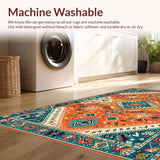 Ultra Soft Area Rug, Non Slip, Stain Resistant, Washable Area Rugs for Living Room, Bedroom, Earthy Toned Diamond Design(Orange)