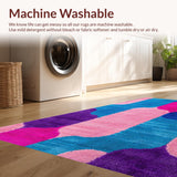 Ultra Soft Area Rug, Non Slip, Stain Resistant, Washable Area Rugs for Living Room, Bedroom, Modern Playful Organic Shapes(Pink)