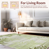 Ultra Soft Area Rug, Non Slip, Stain Resistant, Washable Area Rugs for Living Room, Bedroom, Nature-Inspired Leaf Motif(Green)