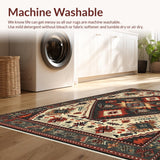 Ultra Soft Area Rug, Non Slip, Stain Resistant, Washable Area Rugs for Living Room, Bedroom, Rustic Earthy Geometric Design(Red)
