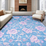 Ultra Soft Area Rug, Non Slip, Stain Resistant, Washable Area Rugs for Living Room, Bedroom, Charming Soft Geometric Elements(Blue)