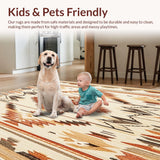 Ultra Soft Area Rug, Non Slip, Stain Resistant, Washable Area Rugs for Living Room, Bedroom, Boho Chic Area Beige and Brown Southwestern Inspired(Beige)