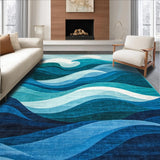 Ultra Soft Area Rug, Non Slip, Stain Resistant, Washable Area Rugs for Living Room, Bedroom, Serene Aqua Fluid Aesthetic(Blue)
