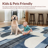 Ultra Soft Area Rug, Non Slip, Stain Resistant, Washable Area Rugs for Living Room, Bedroom, Boho Gray Abstract Living Room Washable Rug(Blue)