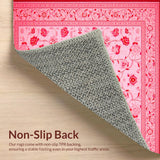 Ultra Soft Area Rug, Non Slip, Stain Resistant, Washable Area Rugs for Living Room, Bedroom, Soft Plush Floral Elegance(Pink)
