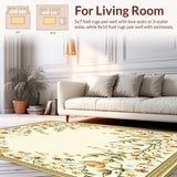 Ultra Soft Area Rug, Non Slip, Stain Resistant, Washable Area Rugs for Living Room, Bedroom, Boho Floral Entrance Runner Non Slip Indoor Hallway(Beige)
