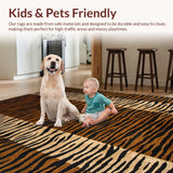 Ultra Soft Area Rug, Non Slip, Stain Resistant, Washable Area Rugs for Living Room, Bedroom, Stylish Rustic Tiger Aesthetic(Brown)