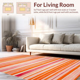 Ultra Soft Area Rug, Non Slip, Stain Resistant, Washable Area Rugs for Living Room, Bedroom, Dynamic Abstract Design with Flair(Orange)
