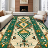 Ultra Soft Area Rug, Non Slip, Stain Resistant, Washable Area Rugs for Living Room, Bedroom, Southwestern Green Tan Kitchen Washable Runner Rug(Green)