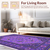 Ultra Soft Area Rug, Non Slip, Stain Resistant, Washable Area Rugs for Living Room, Bedroom, Boho Purple Low-Pile Living Room Rug(Purple)